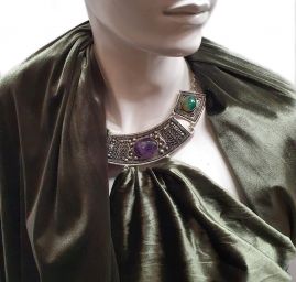 Samet pružný olivový