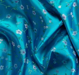 Brokát orientální vzor květů tyrkysový