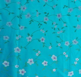 Brokát orientální vzor květů tyrkysový