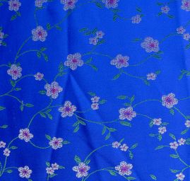 Brokát orientální vzor květů tmavě modrý