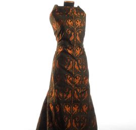 Replika historické látky Arras rezavý/tm. zelený