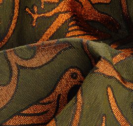 Replika historické látky Arras rezavý/tm. zelený