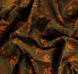 Replika historické látky Arras rezavý/tm. zelený