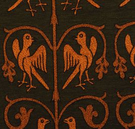 Replika historické látky Arras rezavý/tm. zelený