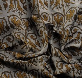 Replika historické tkaniny Arras khaki/smetana