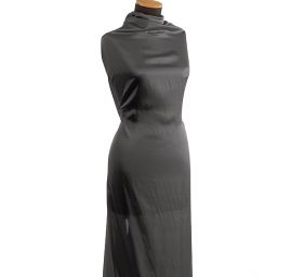 Pružný satén hladký tmavě šedý