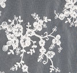 Krajka výšivka na tylu květinová smetanová