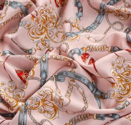 Viskozová šatová látka tisk vzor řemínků, pásků, kabelek