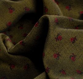 Brokát nepružný drobný květinový vzor olivový