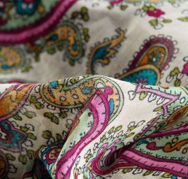 Etamín bavlna kašmírový paisley vzor béžová