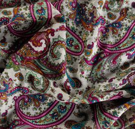 Etamín bavlna kašmírový paisley vzor béžová