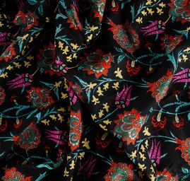 Etamín bavlna květy černé barvy