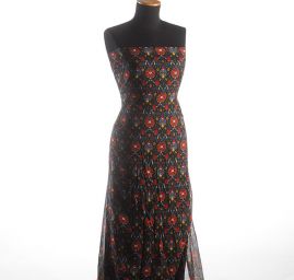 Etamín bavlna květy černý