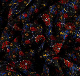 Etamín bavlna květy černý