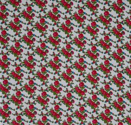 Bavlněná jemná látka imitace kašmíru květy bílá