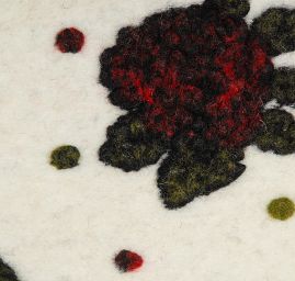 Vařená vlna Art Fbrics vzor růží a puntíků bílá