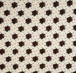 Vařená vlna Art Fbrics vzor růží a puntíků bílá