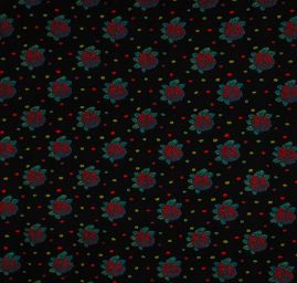 Art textil vařená vlna vzor růží a puntíků černá