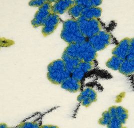 Art textil vařená vlna vzor květů višně smetanová