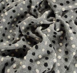 Art textil vařená vlna vzor puntíků černá/bílá