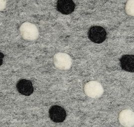 Art textil vařená vlna vzor puntíků černá/bílá