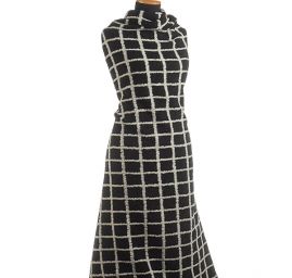 Vařená vlna Art Fabrics vzor čtverečky bílá/černá