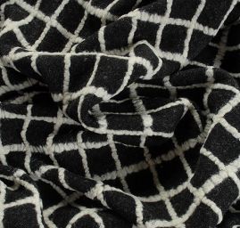 Vařená vlna Art Fabrics vzor čtverečky bílá/černá