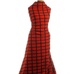 Vařená vlna vzor čtverečků černá/červená