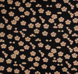 Art textil vařená vlna vzor květin černá