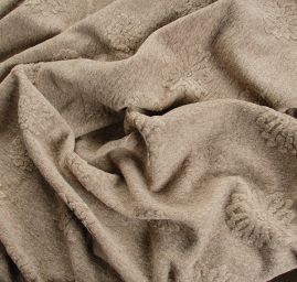 Art textil vařená vlna vzor květin béžovošedá