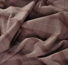 Kostýmová látka vzor pruhy hnědosmetanová barva