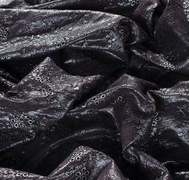 Vyšívaná látka madeira květinový motiv stříbrná/černá