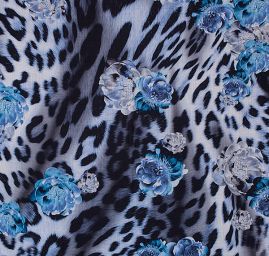 Látka vlna merino/angora modrý květ