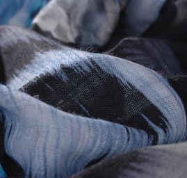 Látka vlna merino/angora modrý květ