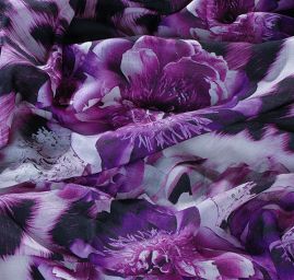 Látka vlna merino/angora růžové květy