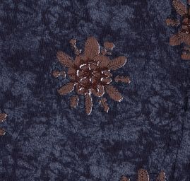 Košilová látka motiv květů modrá/hnědá