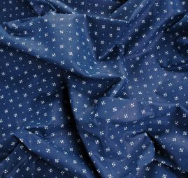 Bavlněná látka modrotisk drobné kytičky bílá/modrá