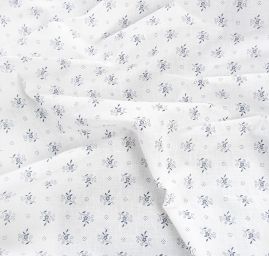 Bavlněná látka modrotisk drobné kytičky modrá/bílá