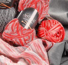 Látka Art Fabrics vlna směs červeno/šedý melír