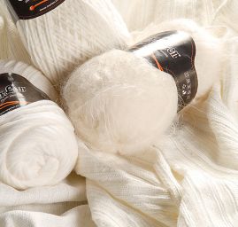 Látka Art Fabrics vlna směs proužky bílá