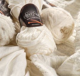 Látka Art Fabrics vlnené buklé biela / strieborná