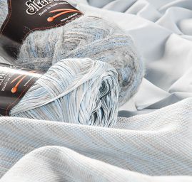 Kostýmová látka bavlna směs šedomodrý melír