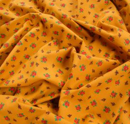 Bavlněná látka drobné květy okrová