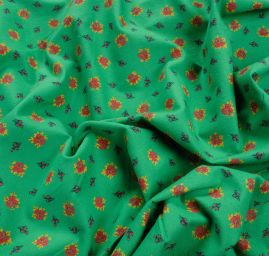 Bavlněná látka drobné květy zelená