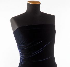 Samet pružný velvet lesk tm.modrá