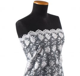 Krajka tylová výšivka květy slonová kost