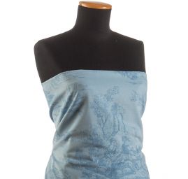 Látka s motívom toile de Jouy modrá
