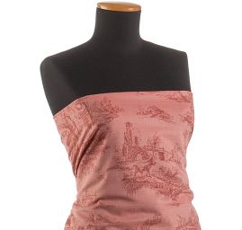 Látka s motívom toile de Jouy červená