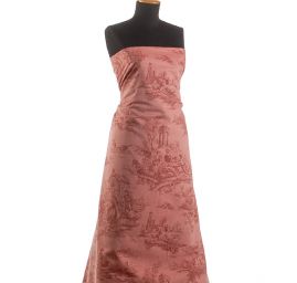 Látka s motivem toile de jouy červená