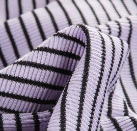 Úplet bavlna směs černé proužky fialový